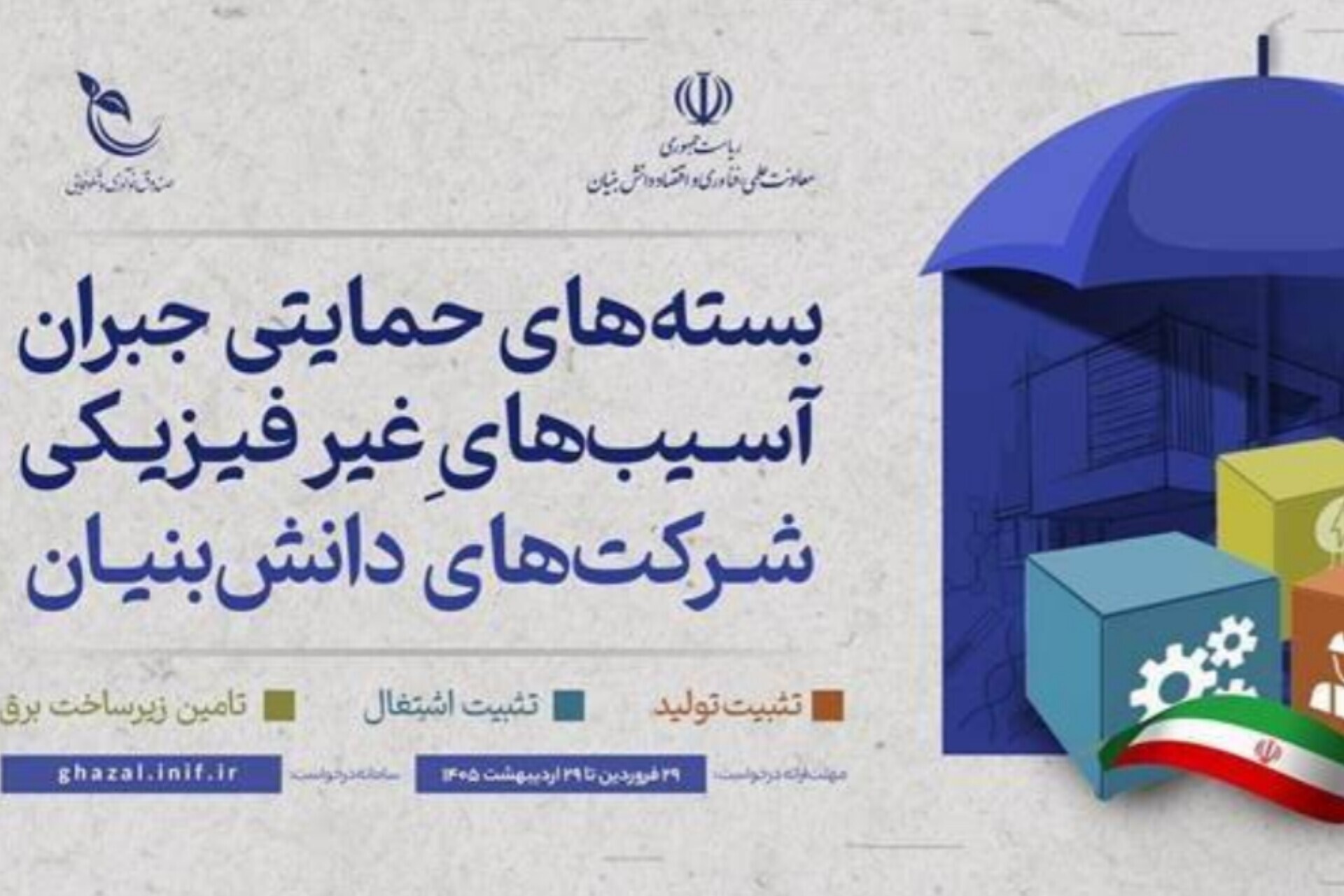 اعلام سه بسته حمایتی جدید برای جبران آسیبهای غیرفیزیکی شرکتهای دانشبنیان اعلام سه بسته حمایتی جدید برای جبران آسیبهای غیرفیزیکی شرکتهای دانشبنیان