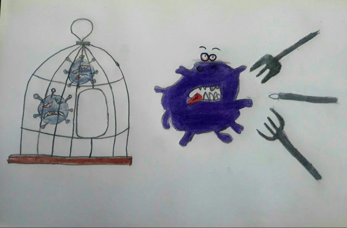 نقاشی های کودکانه مبارزه با کرونا