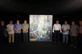رونمایی از تابلوی نقاشی «یاران خراسانی» در حوزه هنری